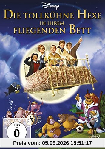 Die tollkühne Hexe in ihrem fliegenden Bett