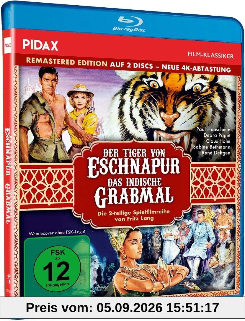 Der Tiger von Eschnapur + Das indische Grabmal - Remastered Edition (neue 4K Ultra-HD Abtastung) / Die komplette 2-teilige Abenteuerfilmreihe (Pidax Film-Klassiker) [Blu-ray]