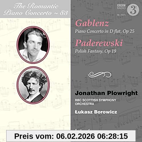 Jonathan Plowright Gablenz/Paderewski, Romantic Piano Concerto Vol. 83