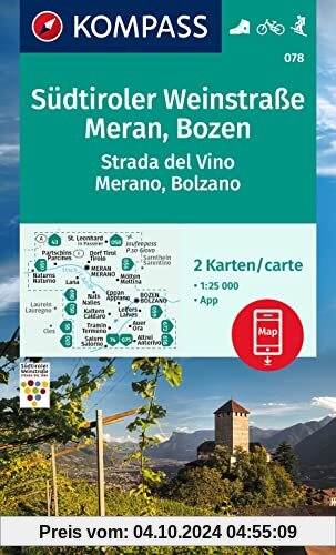 KOMPASS Wanderkarten-Set 078 Südtiroler Weinstraße, Meran, Bozen / Strada del Vino, Merano, Bolzano (2 Karten) 1:25.000: