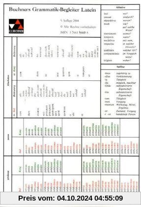 Grammatiken I: Buchners Grammatik-Begleiter Latein: Falttafel mit Übersichten zu den Deklinationen, Konjugationen und zu