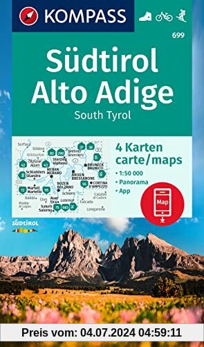 KOMPASS Wanderkarten-Set 699 Südtirol, Alto Adige, South Tyrol (4 Karten) 1:50.000: mit 1 Panorama, inklusive Karte zur 