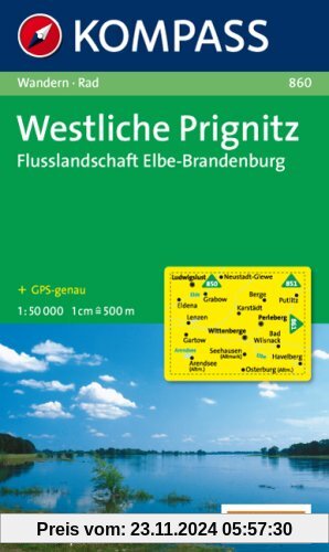 Westliche Prignitz - Flusslandschaft Elbe-Brandenburg 1 : 50 000: Wanderkarte mit Radrouten. GPS-genau