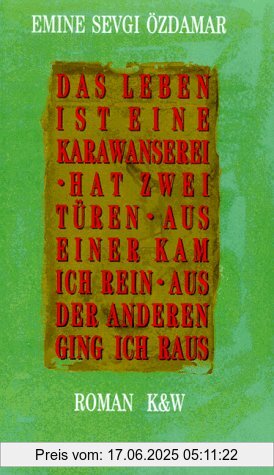 Binding : Gebundene Ausgabe, Edition : 1, Label : Kiepenheuer&Witsch, Publisher : Kiepenheuer&Witsch, medium : Gebundene Ausgabe, numberOfPages : 384, publicationDate : 1992-01-01, authors : Özdamar, Emine Sevgi, languages : german, ISBN : 3462022253