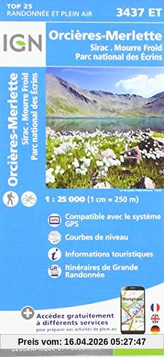 3437ET Orcières-Merlette Sirac Mourre Froid Parc National des Écrins 1:25 000