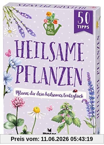 moses. Blatt & Blüte Heilsame Pflanzen – Pflanze dir dein heilsames Ernteglück, 50 Karten mit Tipps rund um Heilpflanzen wie Kräuter und Blumen, Rezepte zu Heilmitteln aus dem eigenen Garten