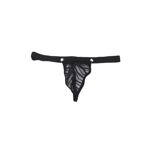 Ropa Interior Transparente De Malla Negra Para Hombre Con Espalda En T Lencería Hugo Sexy Mens G-string Underwear Jockstrap Thong Panty Mesh Pouch W / Snaps