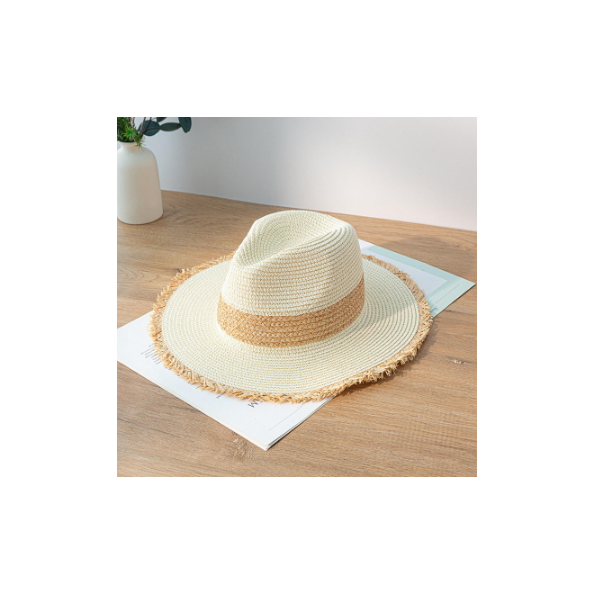HXGAZXJQ Casco de Visera Sombrero de Paja de Sol Hombres Verano Viaje Playa Moneda Colgante Cuero Decorativo Trenzado Moda Panamá Sombrero Plano Sombrero para el Sol para los Hombres 