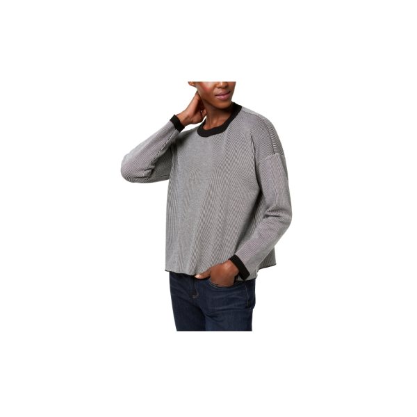 Eileen Fisher Ringer Pullover Suéter Para Hombre Negro Pequeño Eileen Fisher Pull-over