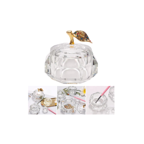 Taza De Cristal Transparente Con Tapa Dorada Caja De Almacenamiento Nail Art Acrílico Bowl Para Pein Colcomx Plato Dappen Para Decoración De Uñas