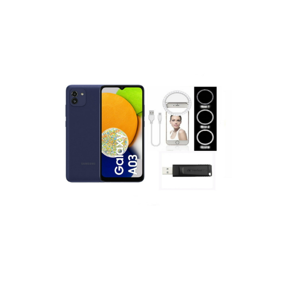 Celular Samsung Galaxy A03 De 4gb Con 64gb Azul Con Aro De Luz Led + Memoria Flash De 16gb De Regalo Samsung Samsung A03 Con Lampara Selfie