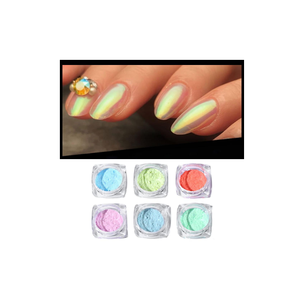 6 Colores Lentejues Con Para Uñas Puntas De Uñas Acrílicas Brillo En Polvo Decoración De Uñas Colco Nail Arts Glitter Bricolaje