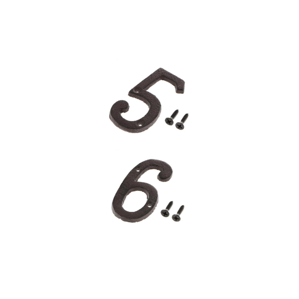 Número De Casa De Hierro Forjado 5 Y 6 Tornillos Incluidos Negro Sunnimix Letreros De Casa De Metal