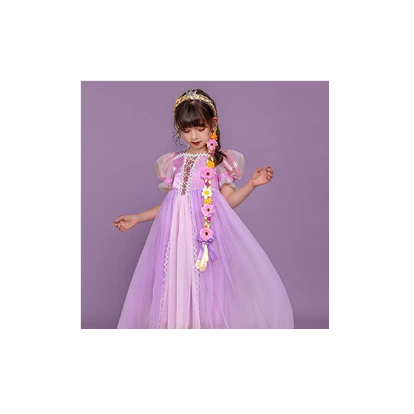 Lito Angels Disfraz Vestido de Princesa para Niñas Rapunzel Blancanieves Merida Talla 3-11 años 