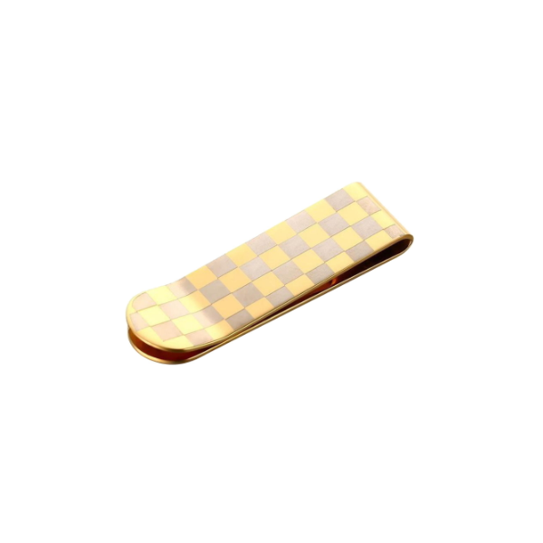 Multifuncional marrón del cuero del becerro de la pluma de clip con el metal del oro del clip del dinero titular de la tarjeta de crédito portable de cobre del clip del dinero Billetera 