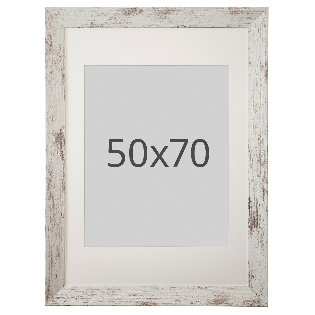 IKEA PLOMMONTRÄD ram, vit betsad furueffekt, 50x70 cm