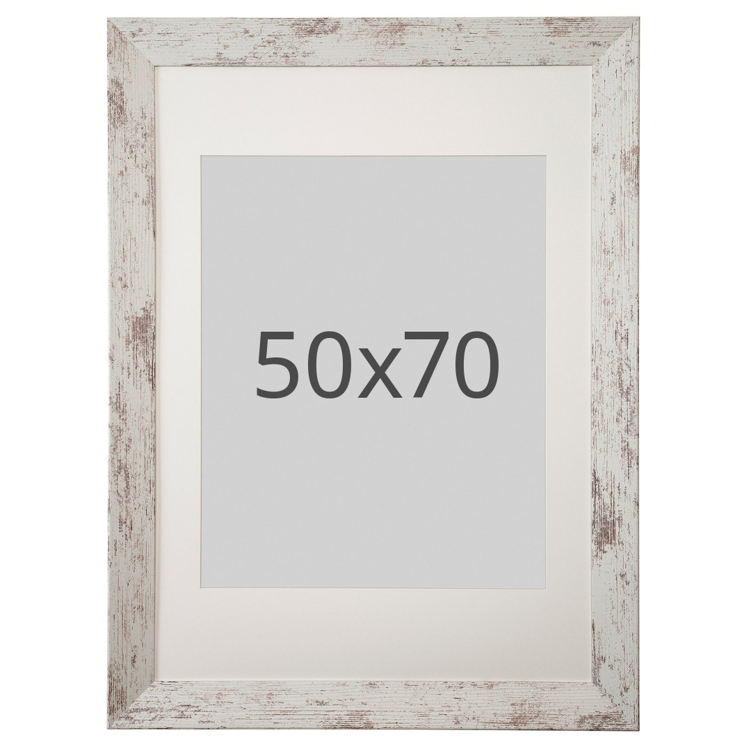 IKEA PLOMMONTRÄD ram, vit betsad furueffekt, 50x70 cm