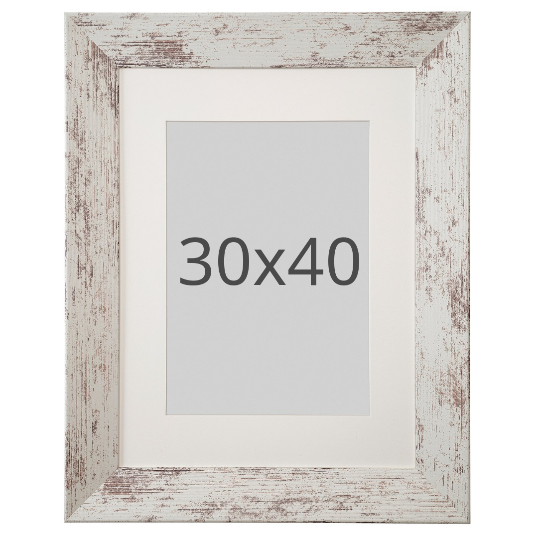 IKEA PLOMMONTRÄD ram, vit betsad furueffekt, 30x40 cm