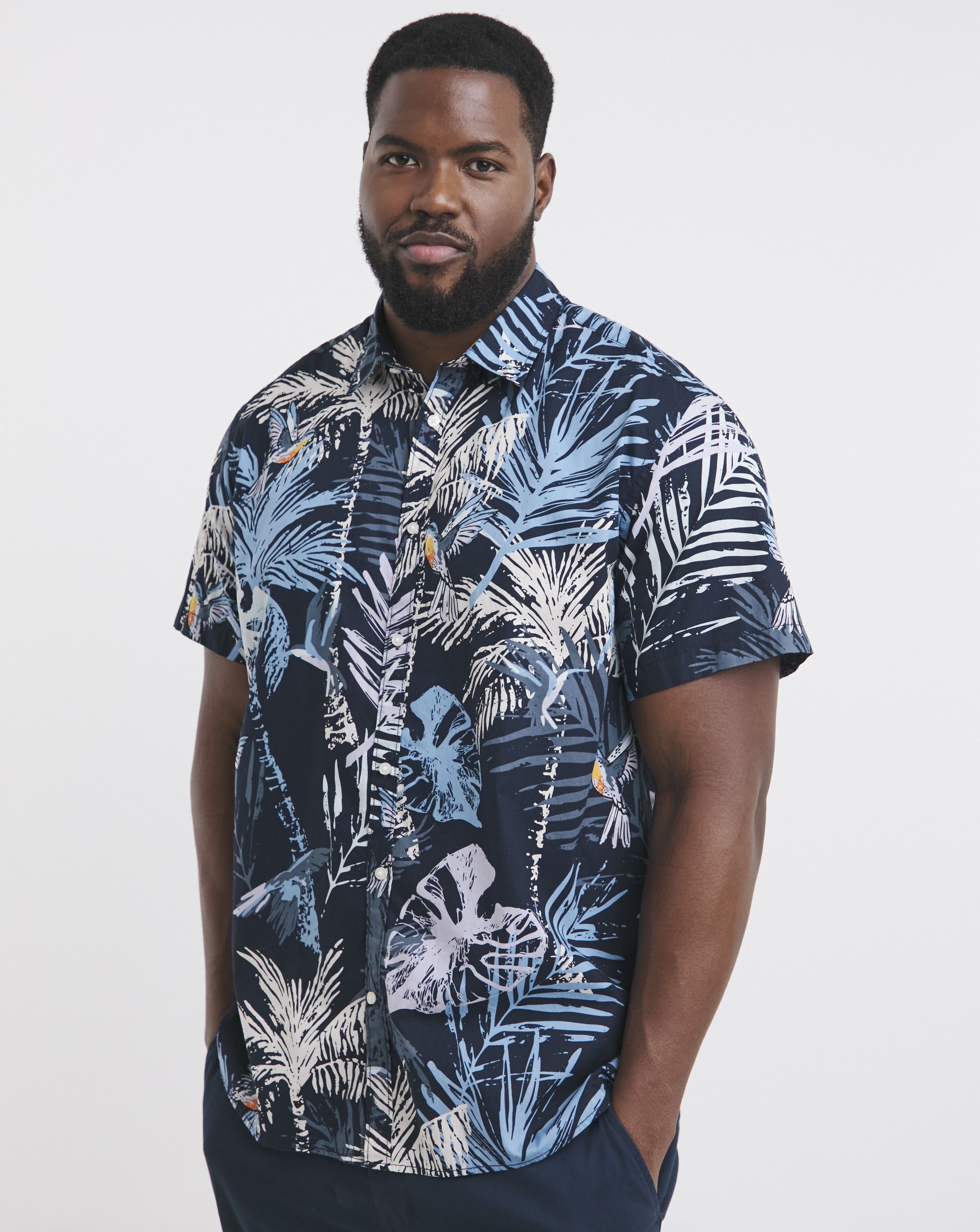 Jack & Jones Hawaii Print Shirt - Navy