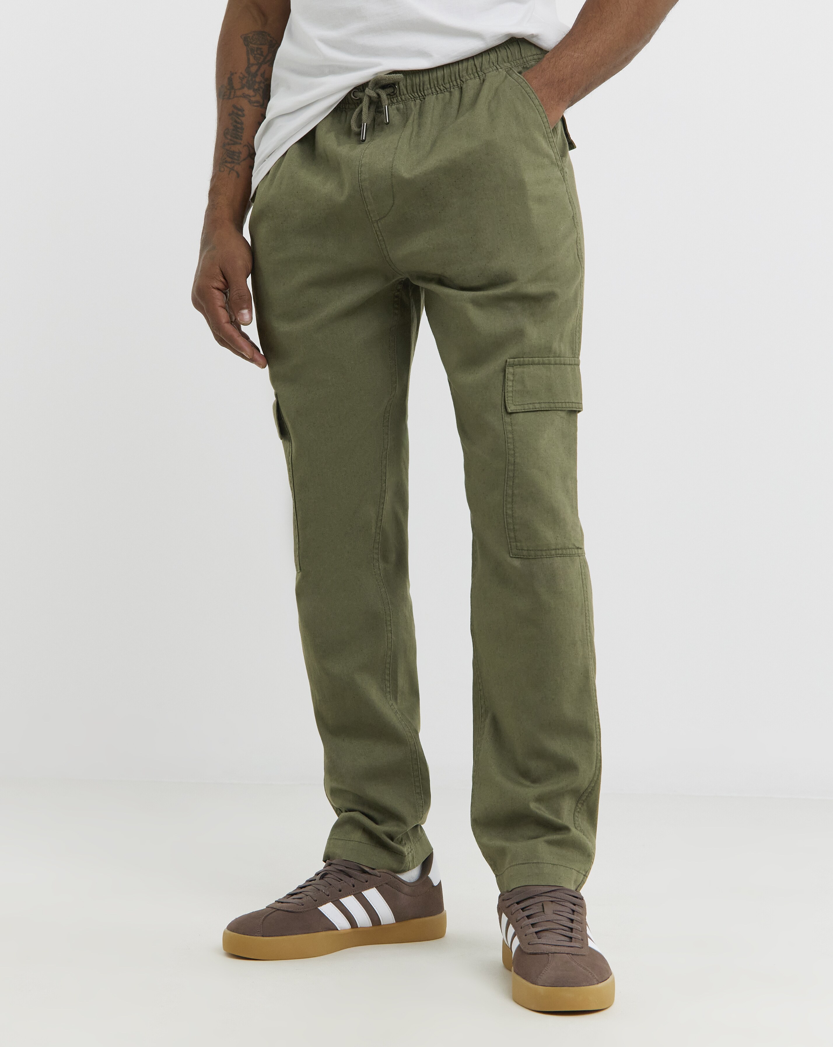 Linen Blend Cargo Trousers