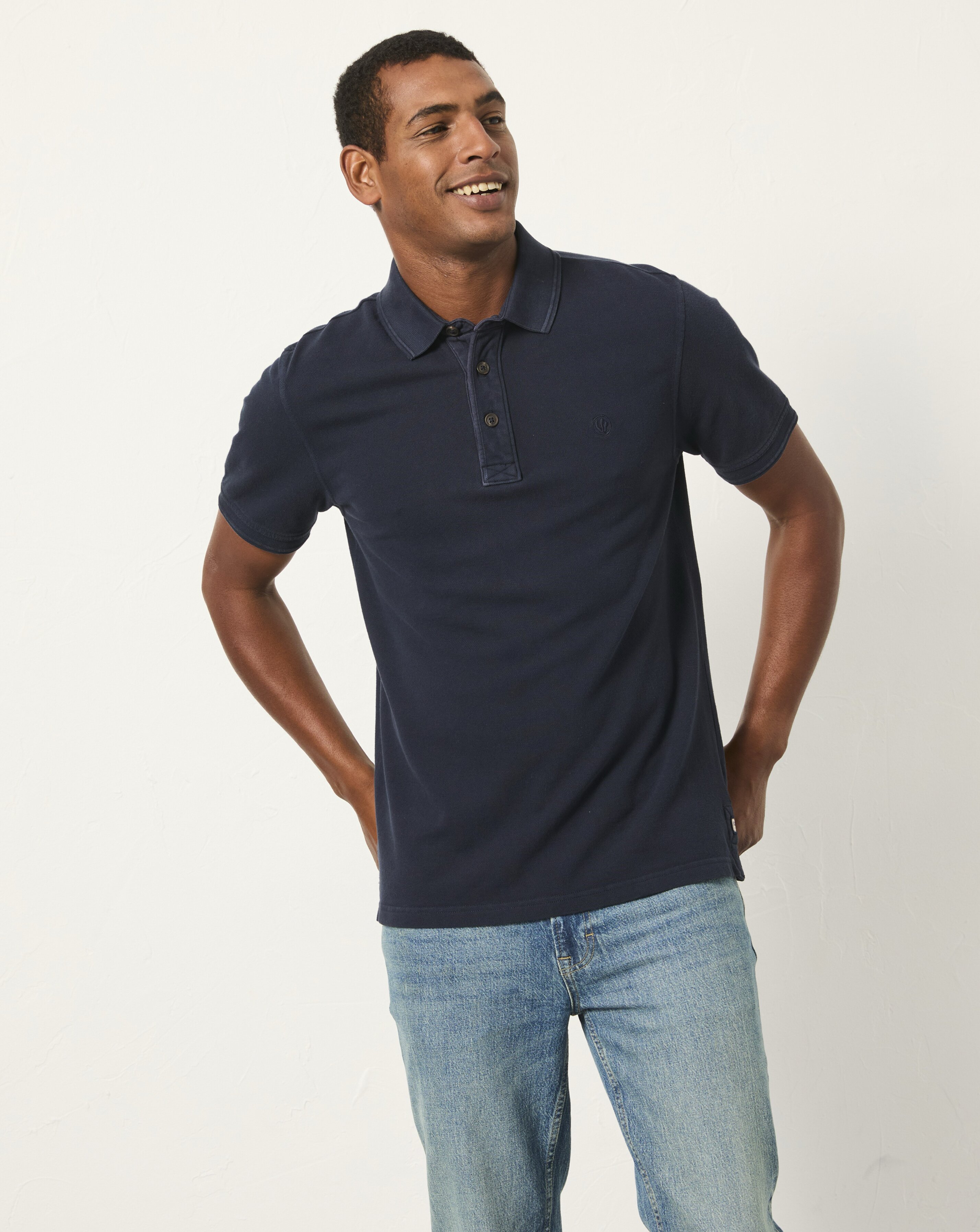 FatFace Pique Polo Shirt - Navy Blue - 100% Cotton - Men's Size S