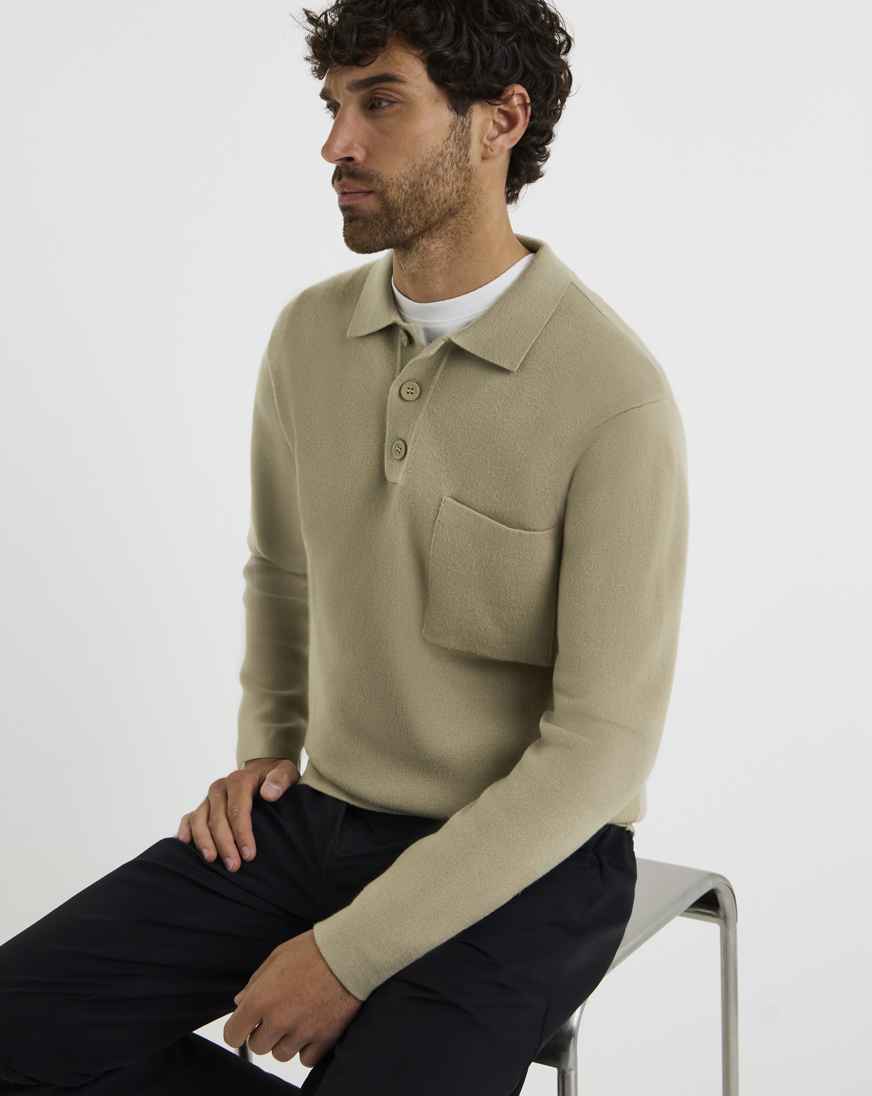 Folio Knitted Slouch Button Polo