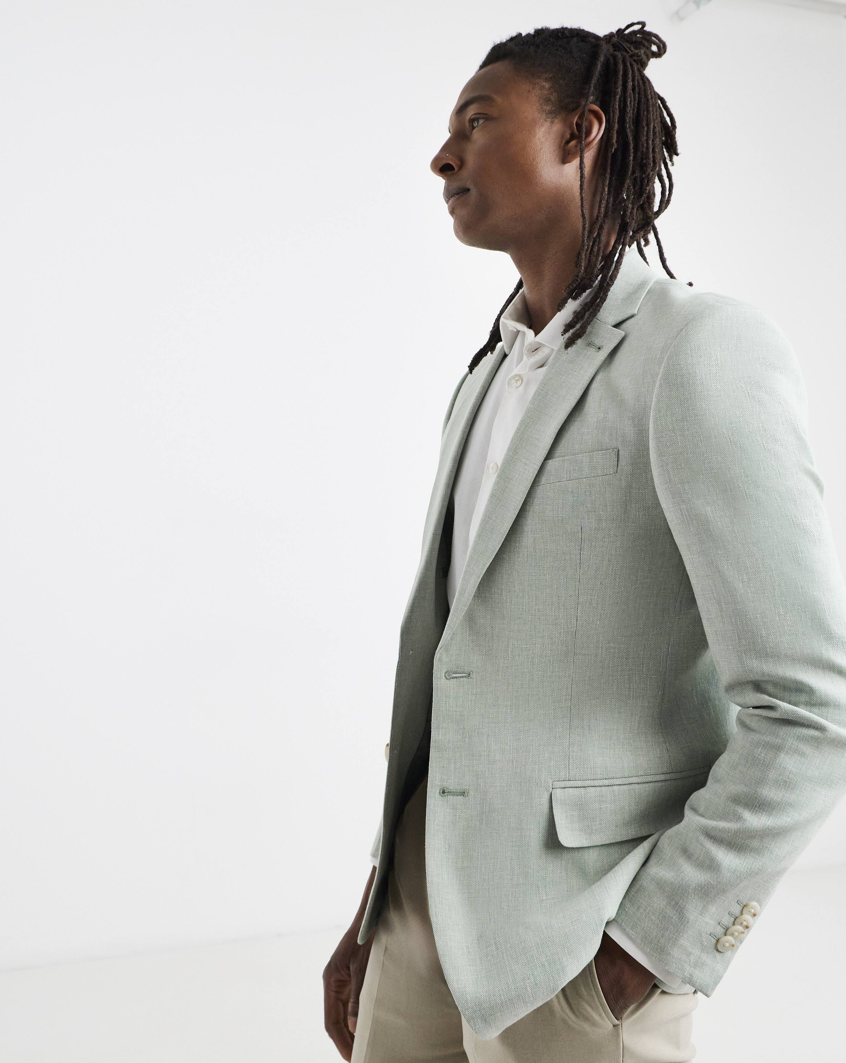 Light Green Linen Blend Blazer