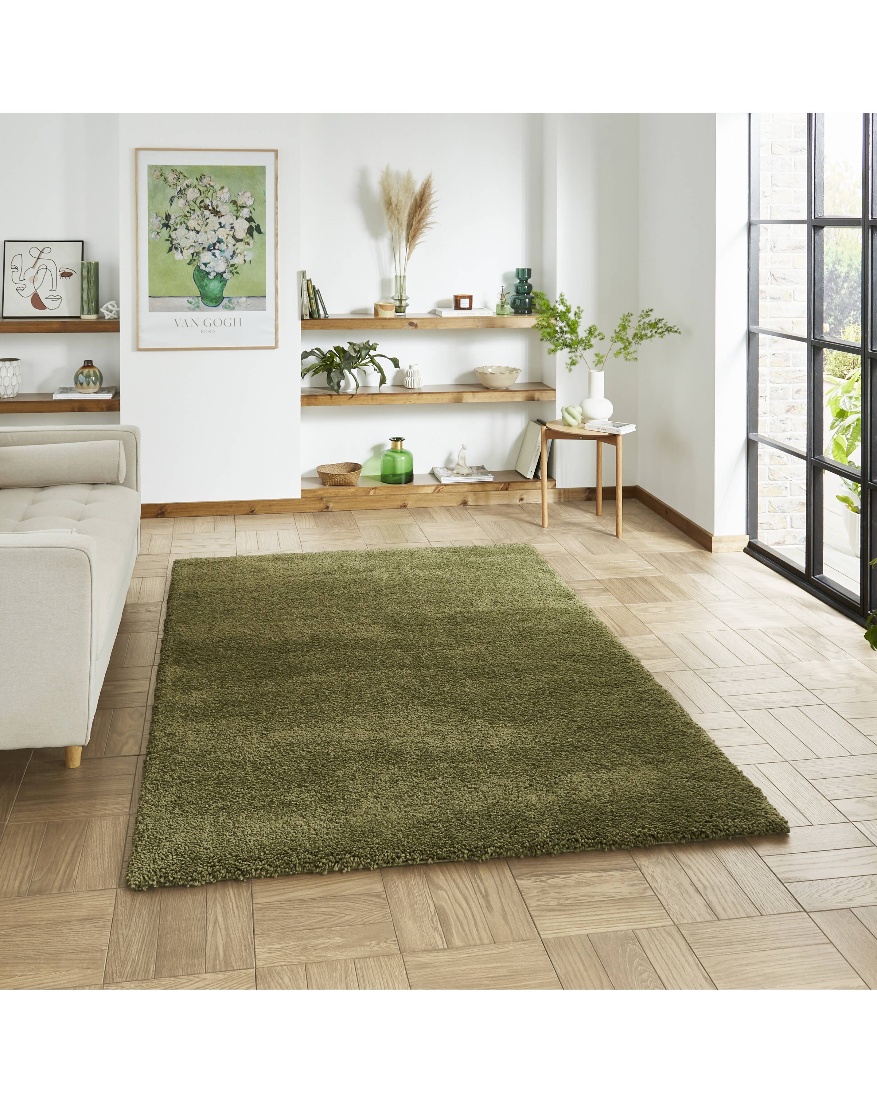 Think Rugs - Shaggy Rug - 200x290 - Olive