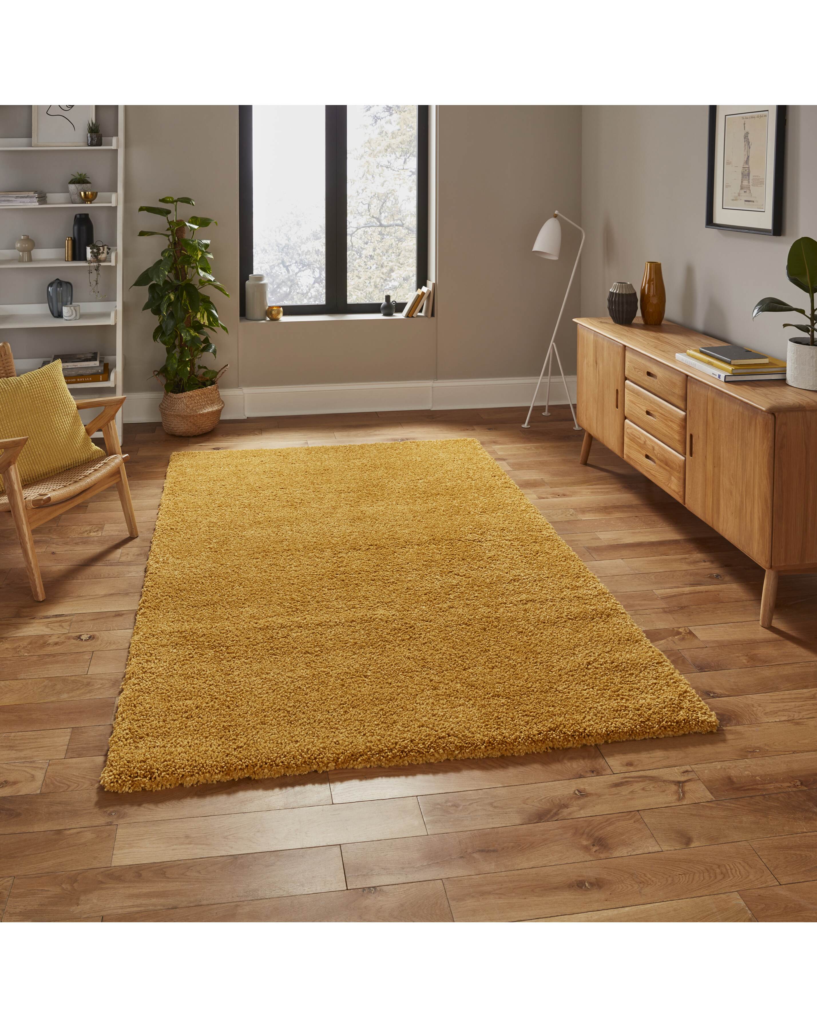 Think Rugs - Shaggy Rug - 80x150 - Yellow