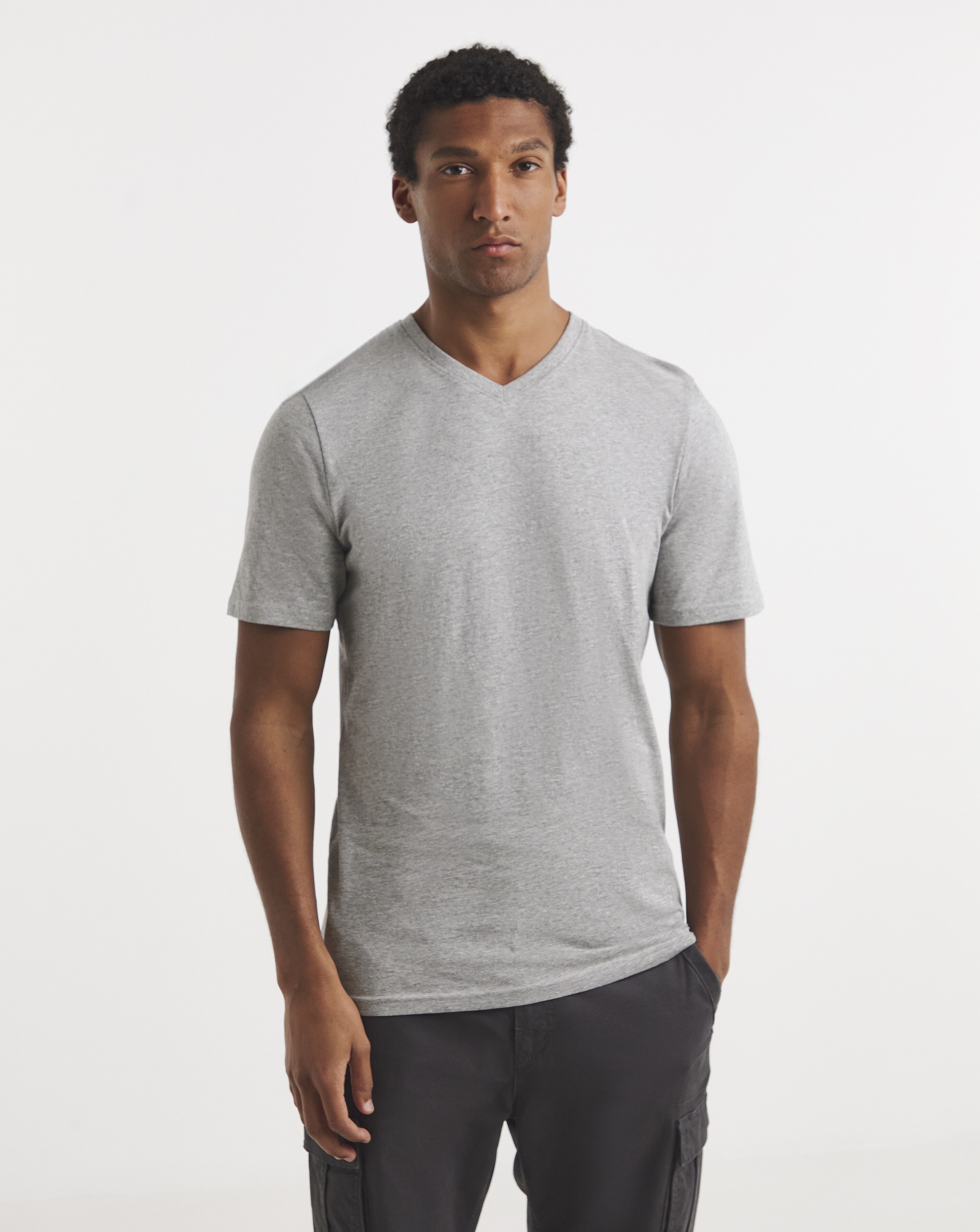 Pure Cotton V-Neck T-Shirt Long