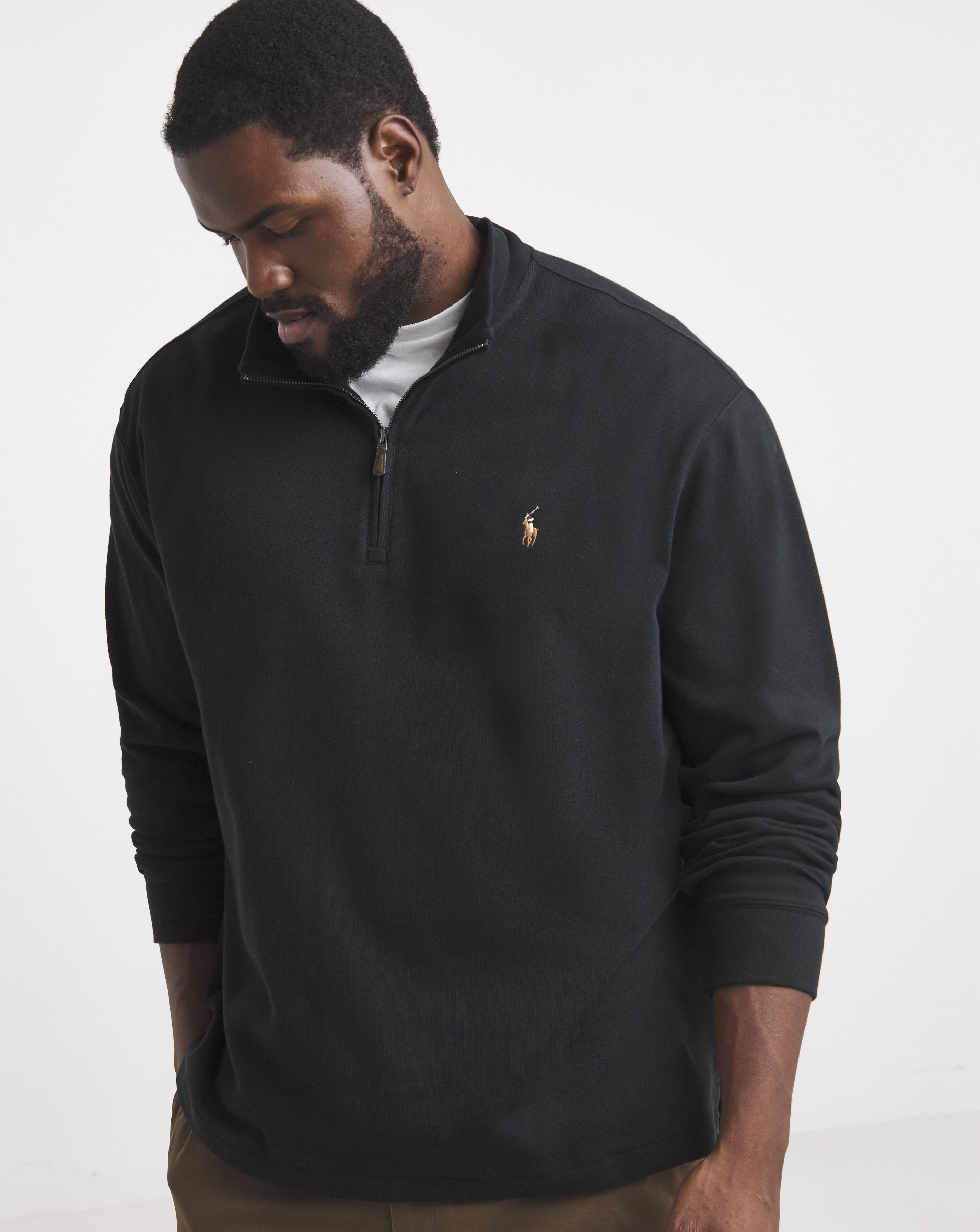 Polo Ralph Lauren Half Zip Sweat - Black - Men's - XL - 100% Cotton