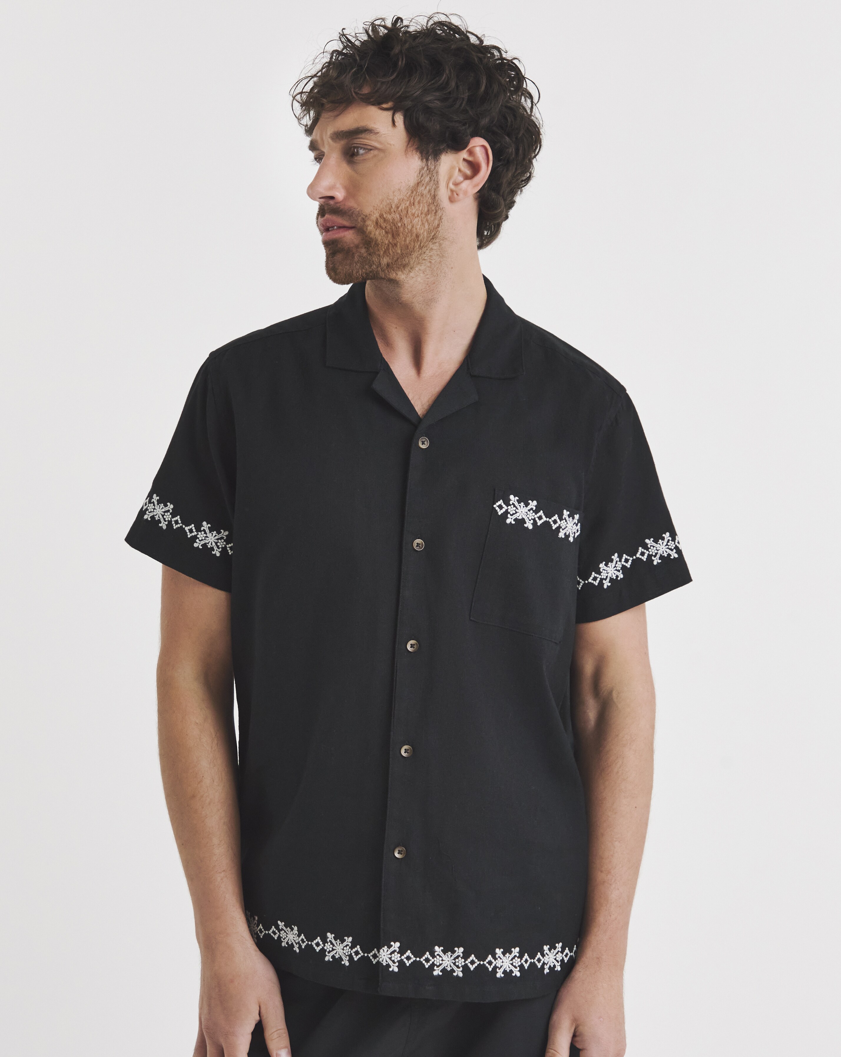 Folio Embroidered Linen Mix Shirt