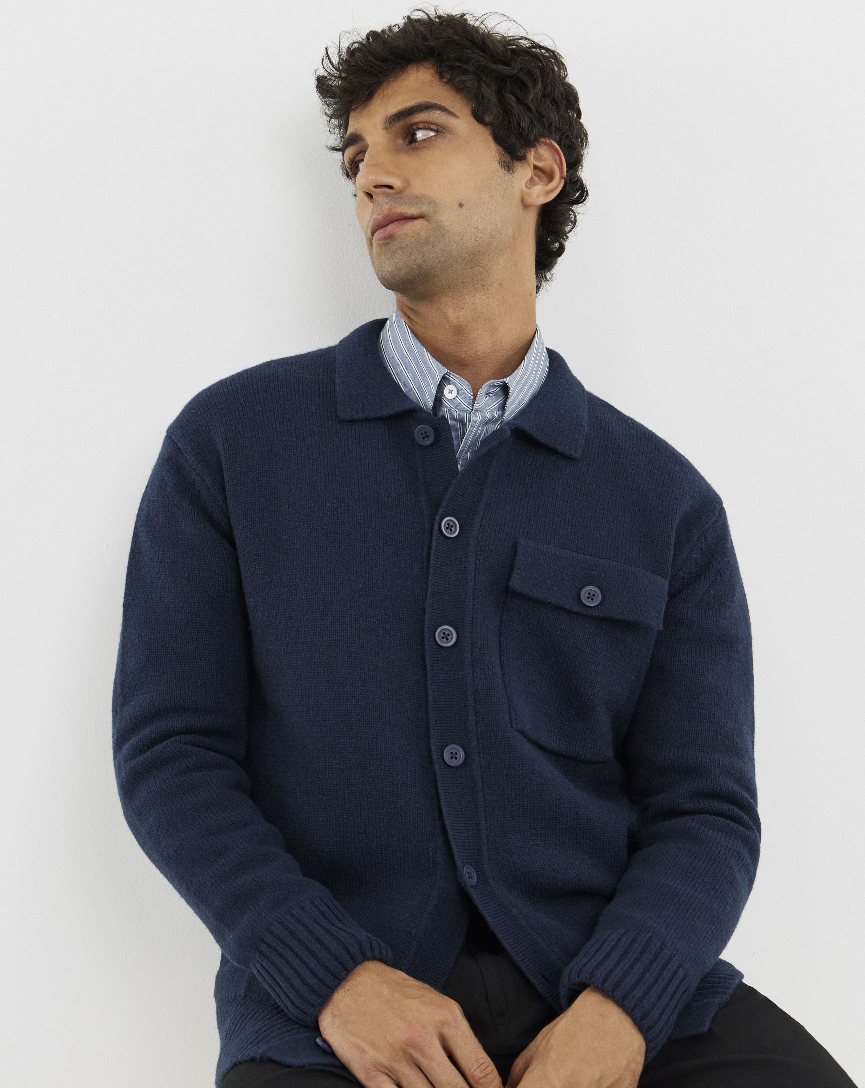 Wool Mix Button Through Knitted Shirt
