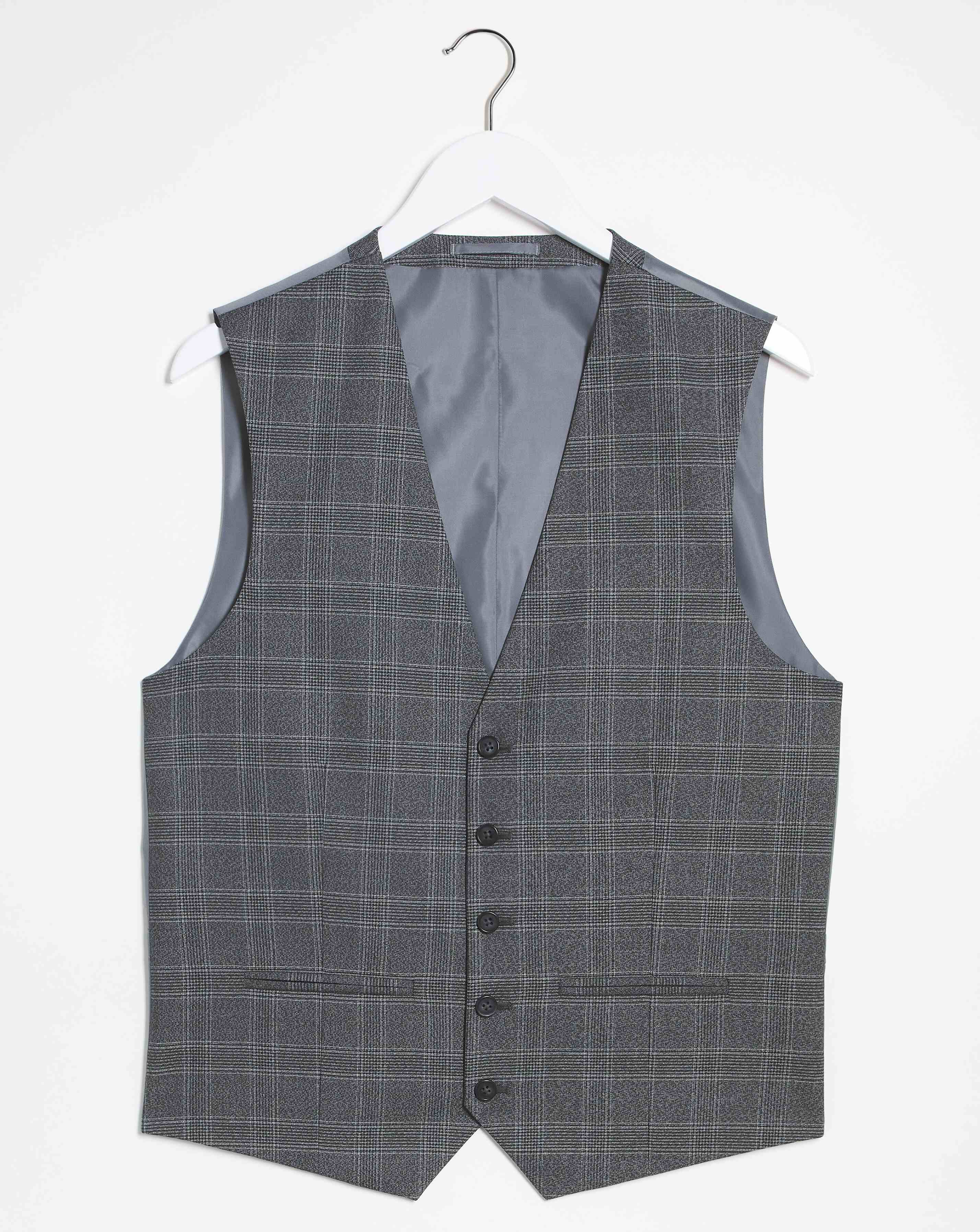 Charcoal Check Regular Fit Waistcoat