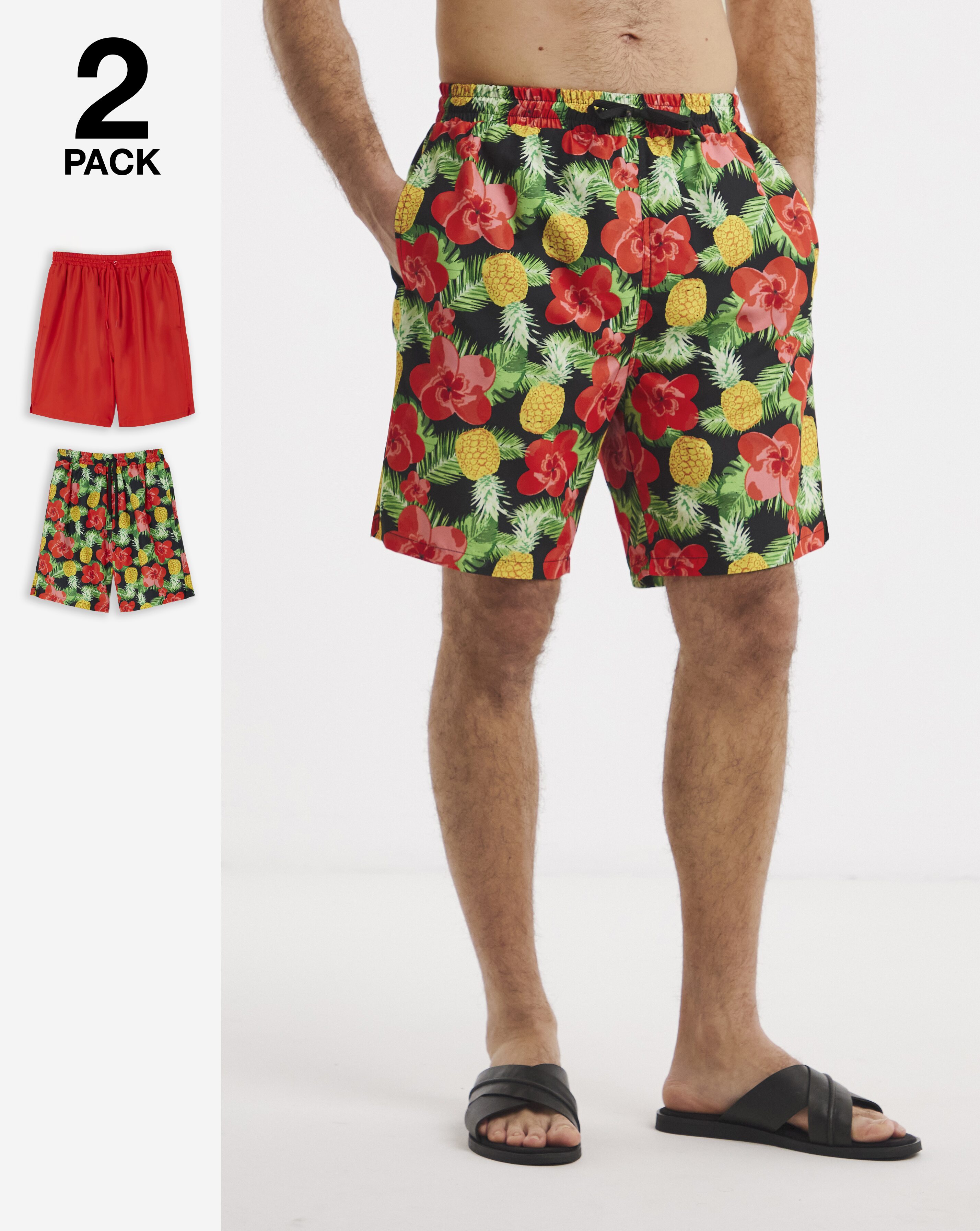 2 Pack Tropical Swim Shorts Long