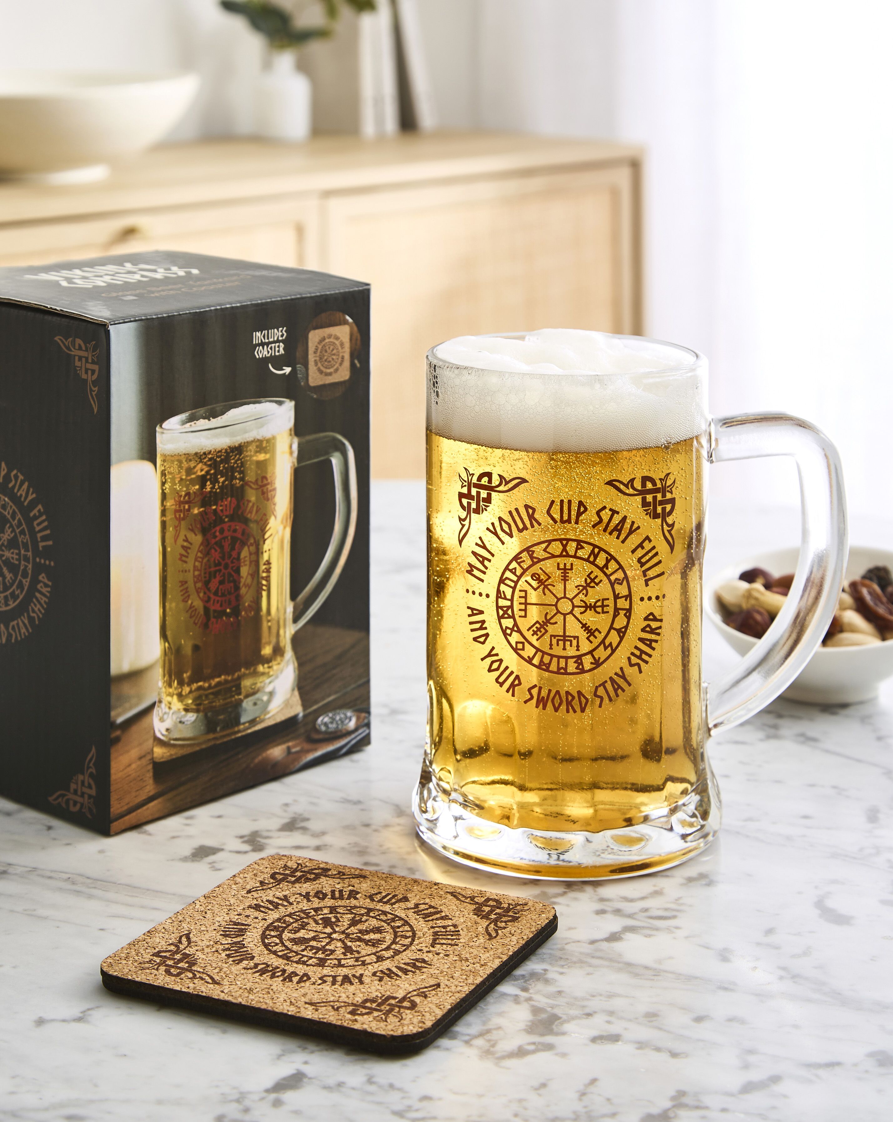 Viking Compass Glass Beer Tankard