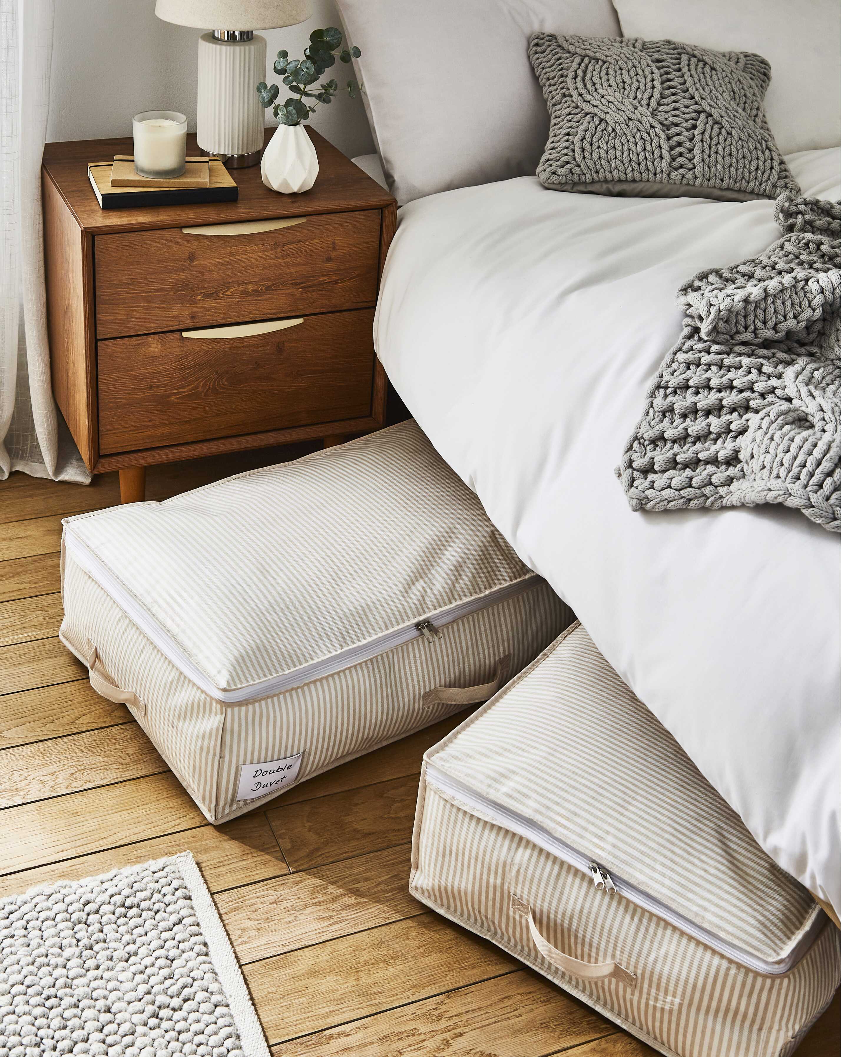 Set of 2 Striped Underbed Storage Bag