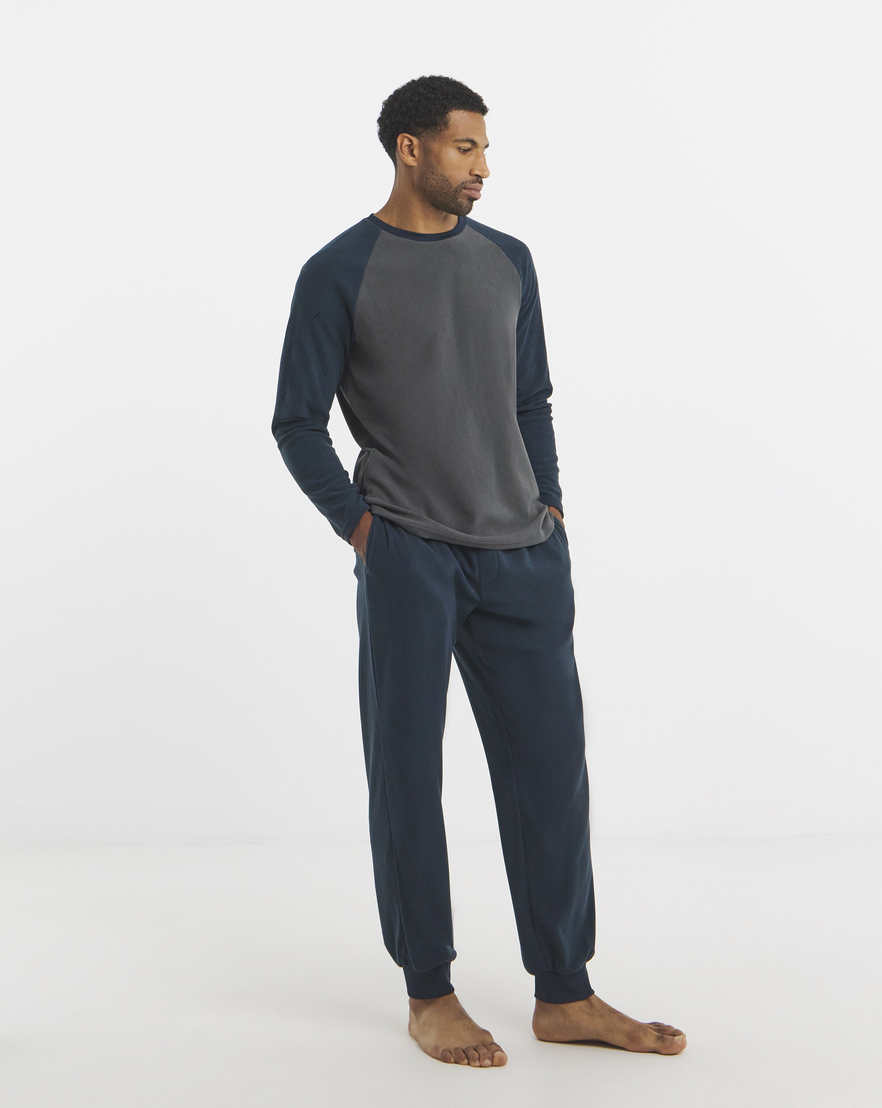 Colour Block Microfleece Pyjamas