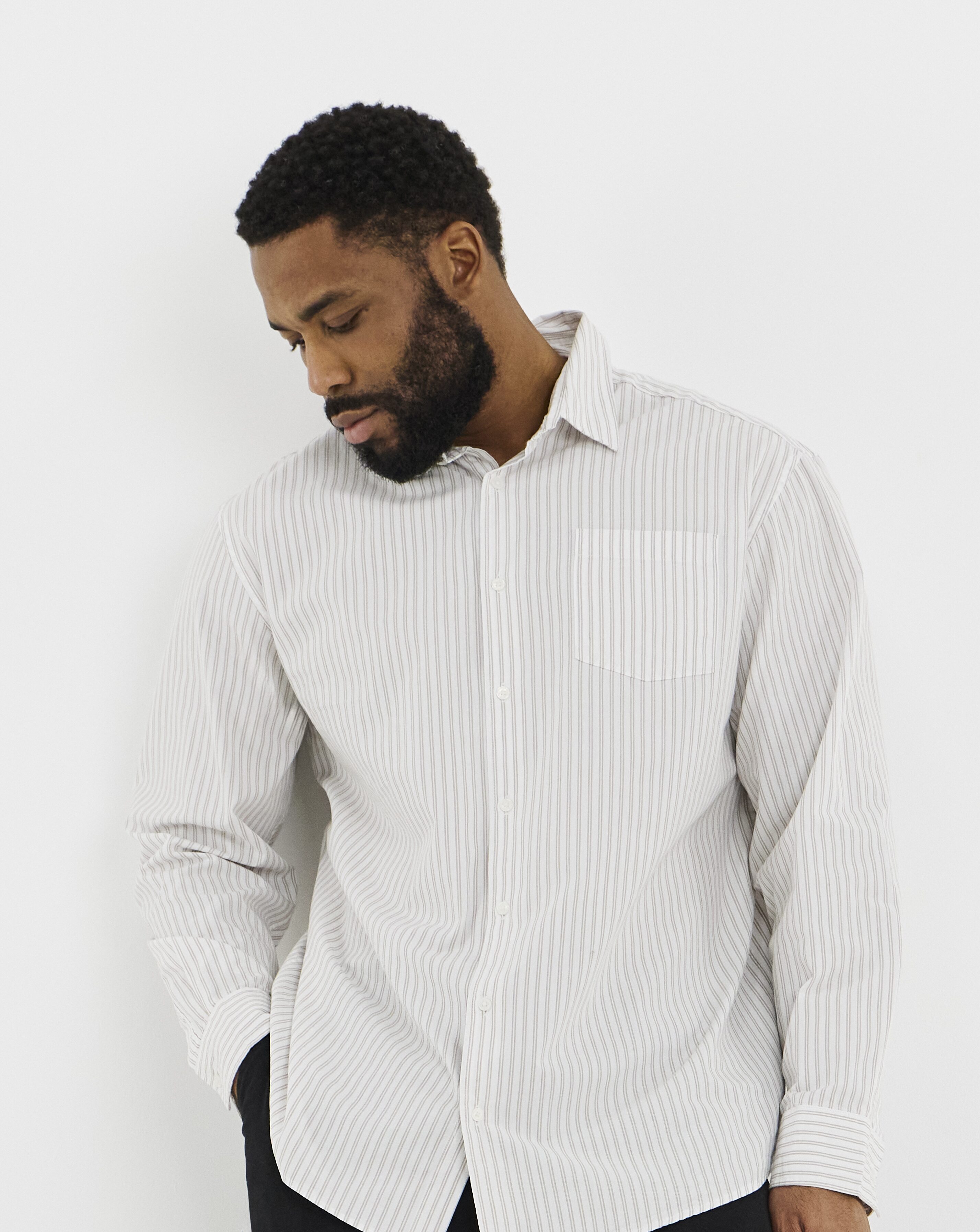 Jack & Jones Cole Poplin Stripe Shirt - Cream Stripe