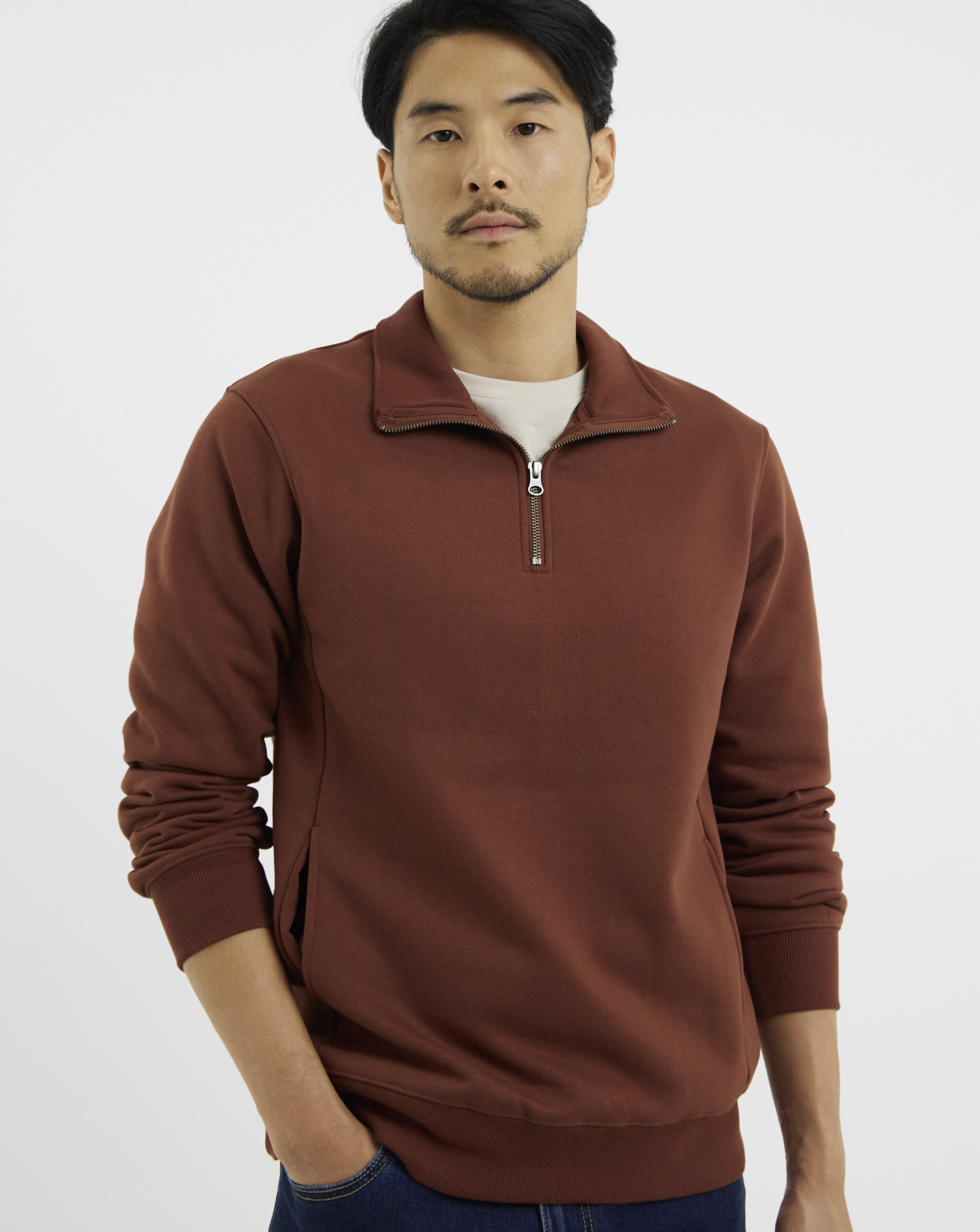 1/4 Zip Funnel Neck Sweatshirt