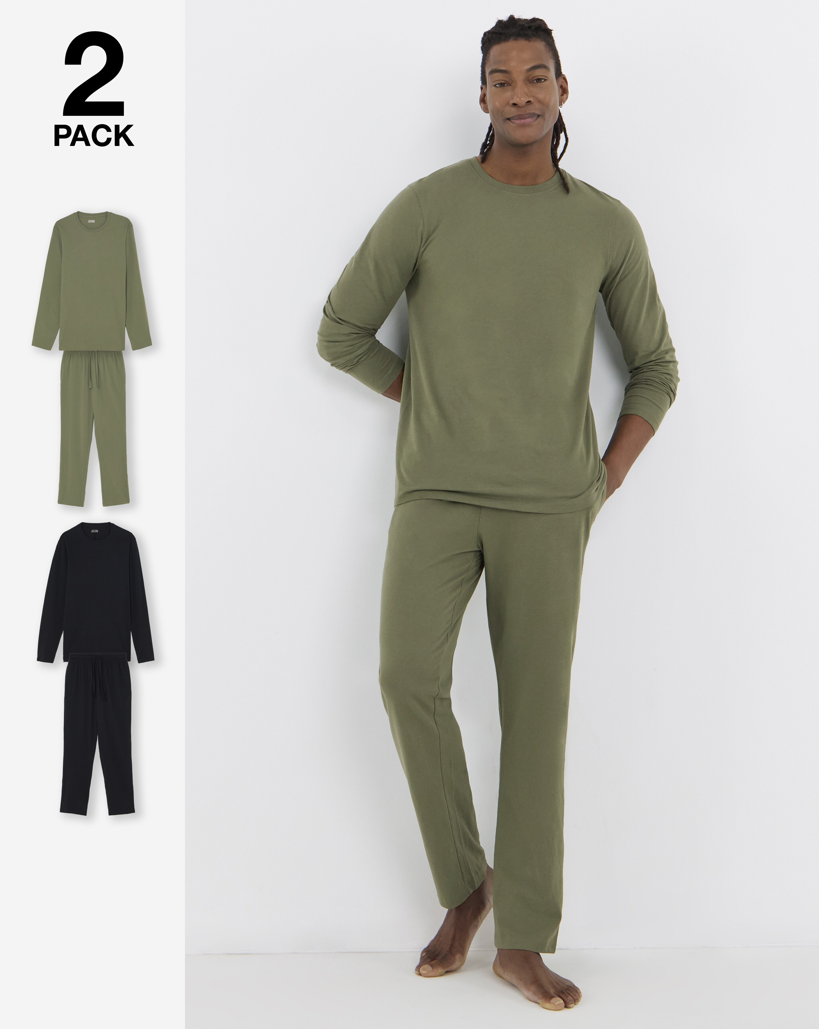 2 Pack Long Sleeve Open Hem PJs