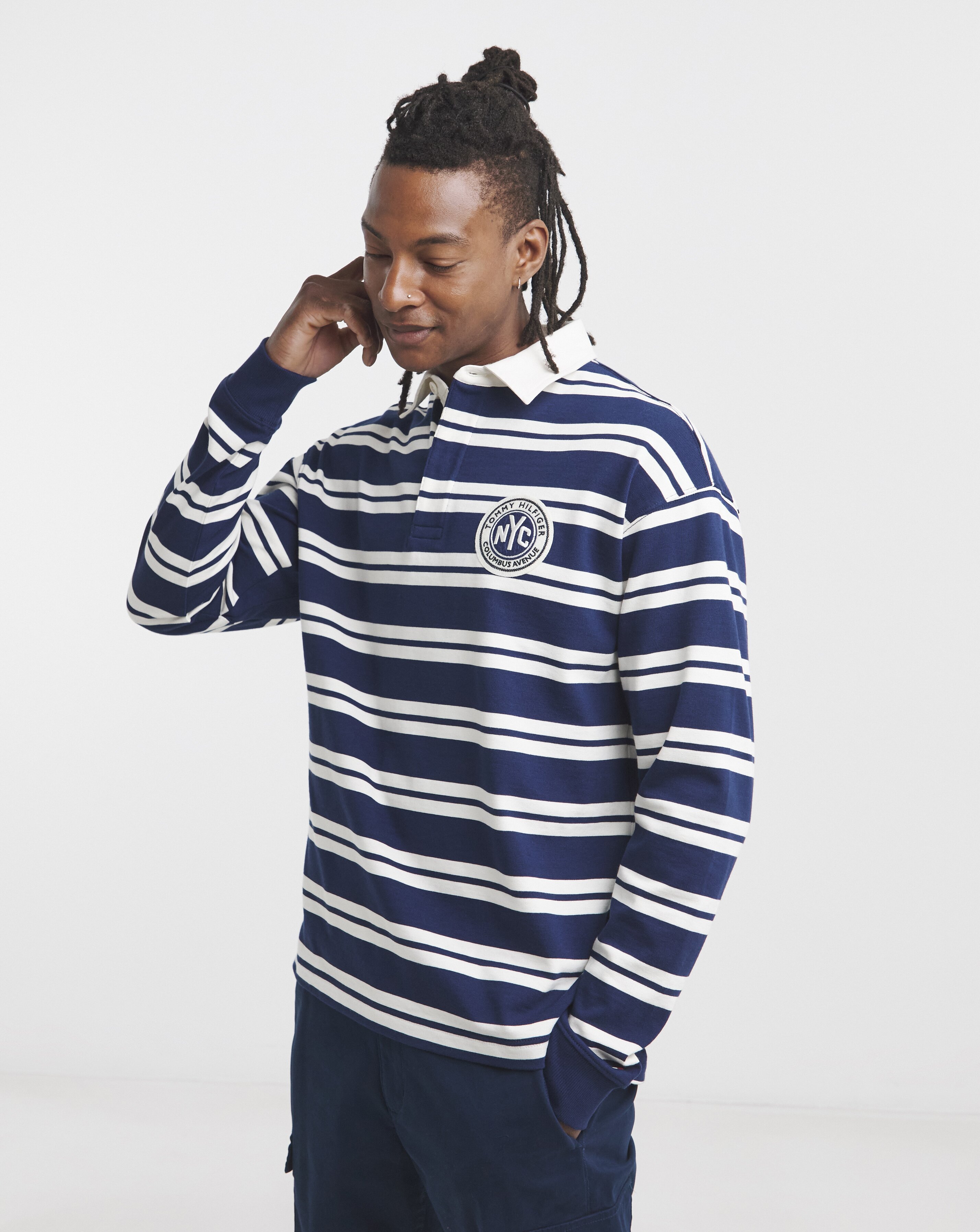 Tommy Hilfiger Stripe Badge Rugby - Navy - Ivory/Navy