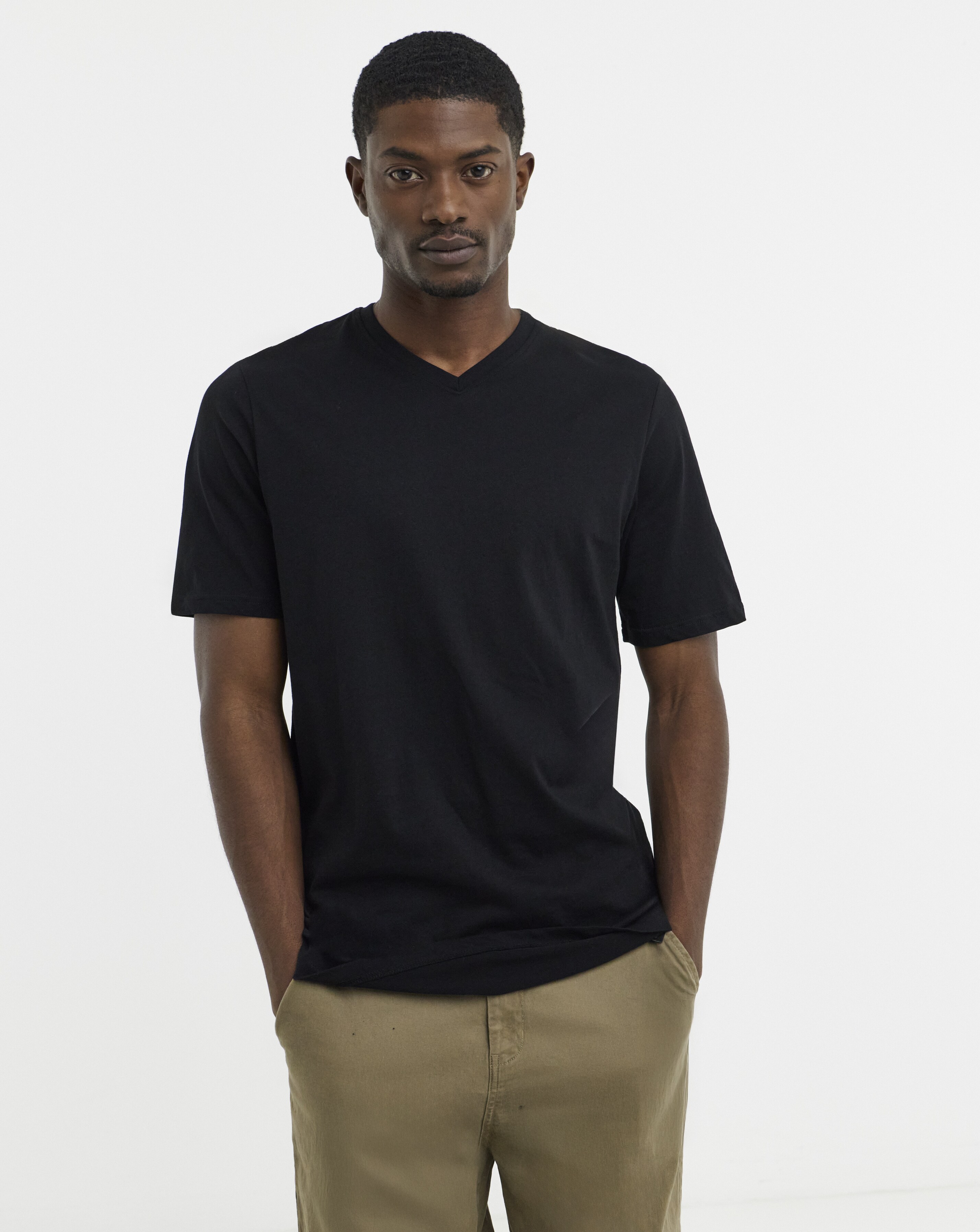 Pure Cotton V Neck T-Shirt Extra Long