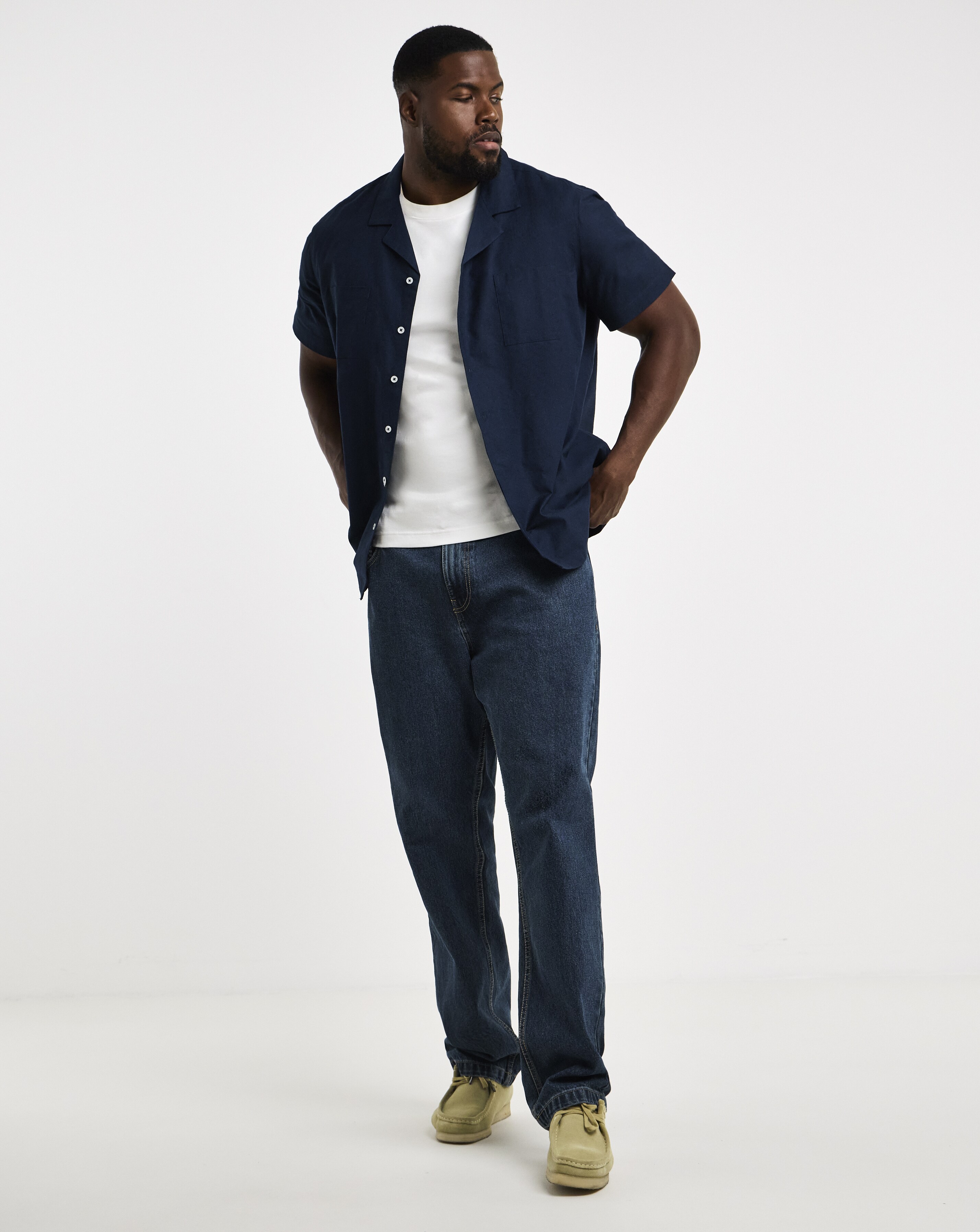 Short Sleeve Revere Collar Linen Shirt