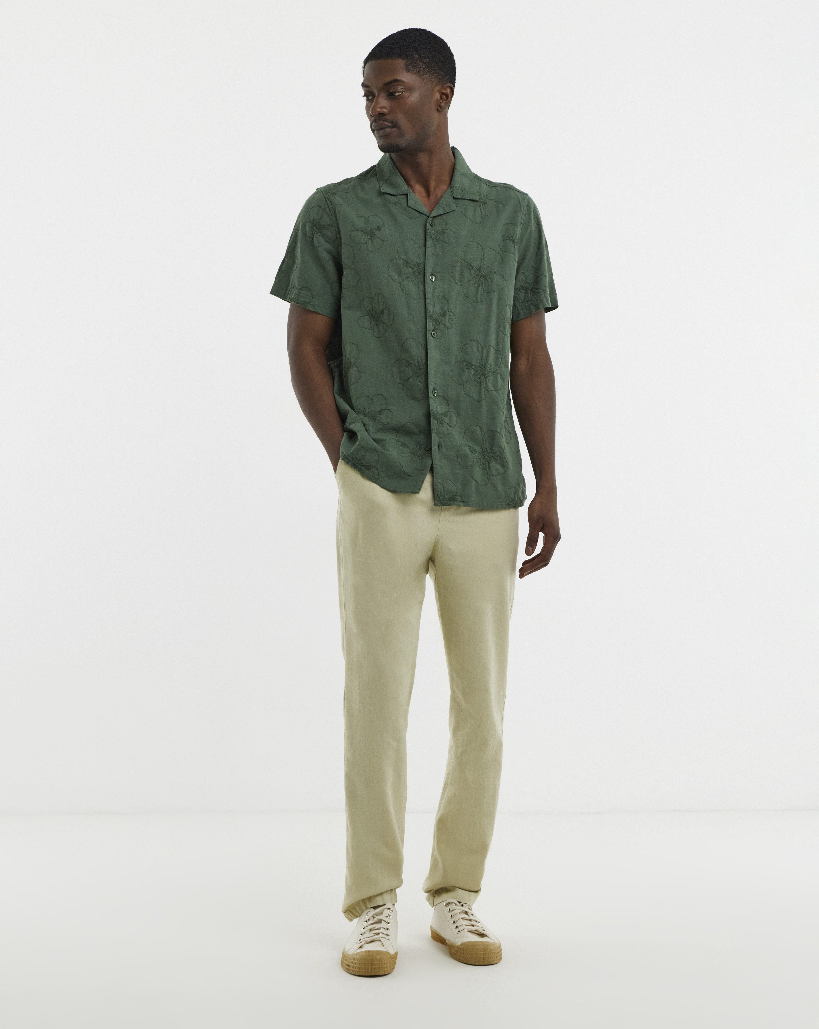 Linen Blend Tapered Elasticated Trouser