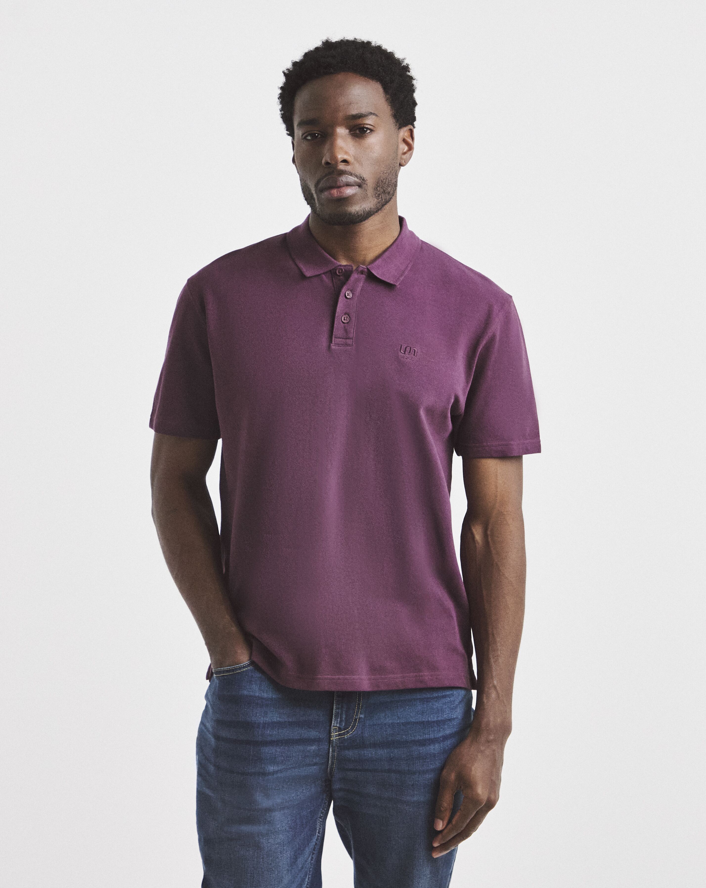 Union Relaxed Fit Pique Polo - Plum