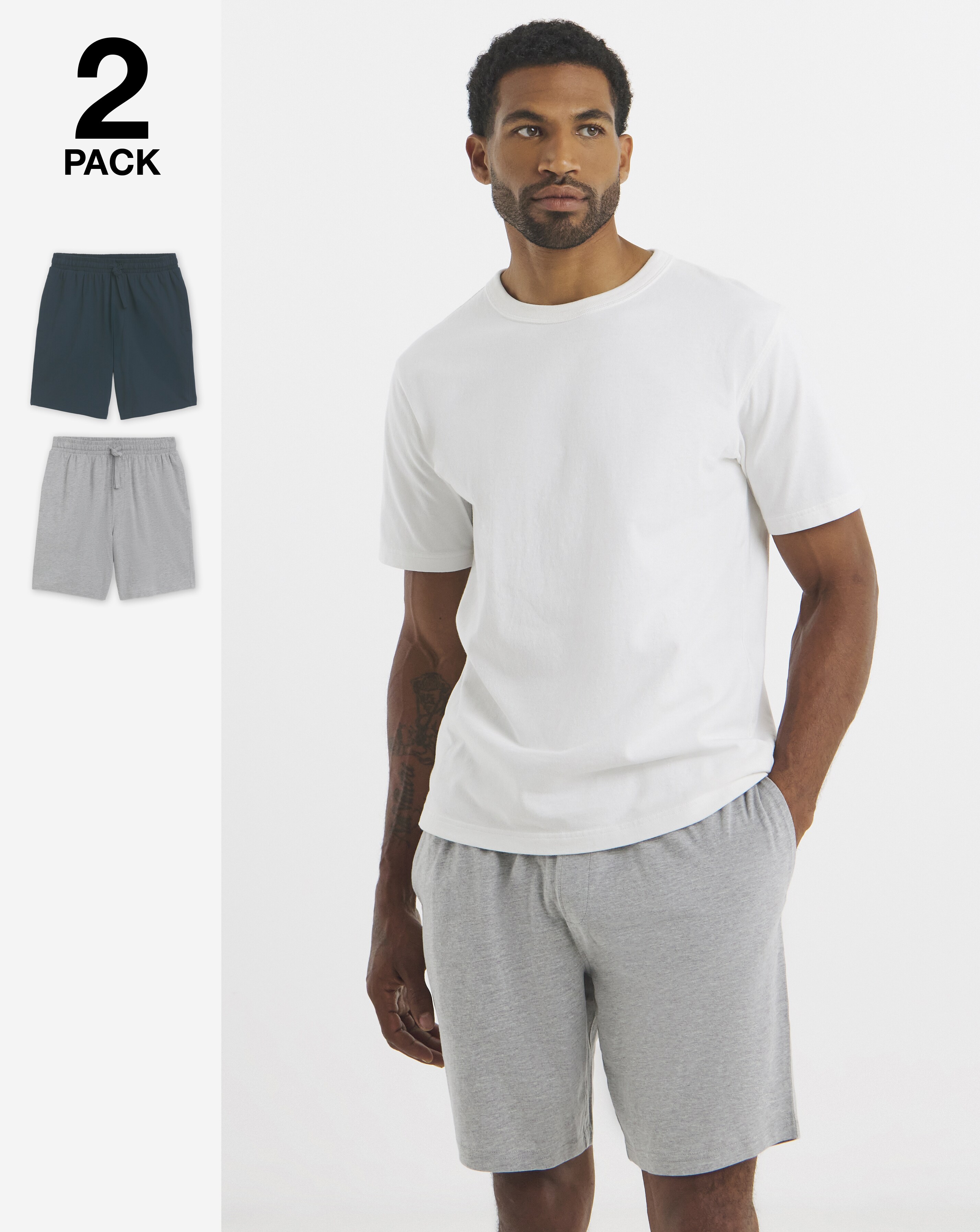 2 Pack Lounge Shorts- Grey/Navy