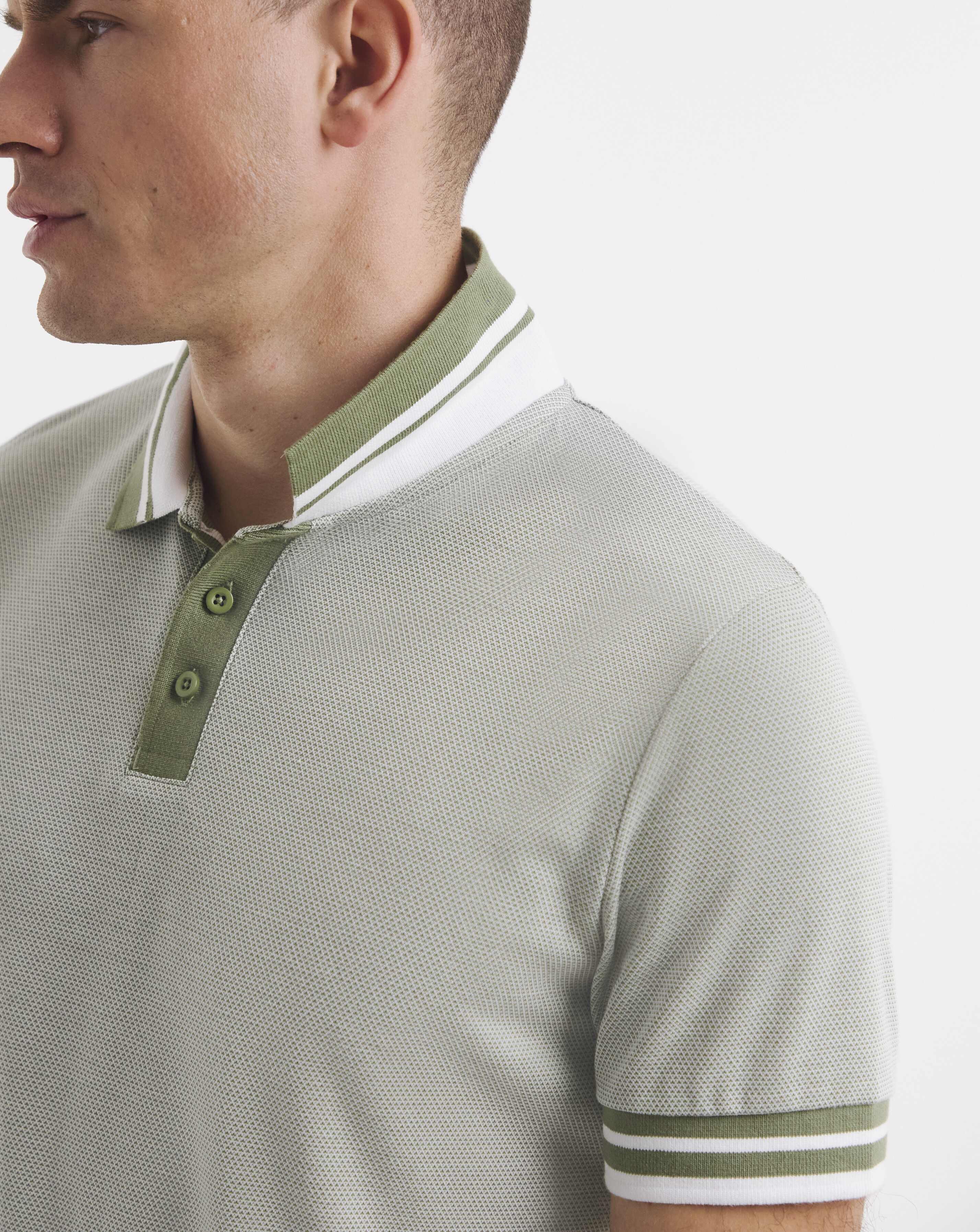 Tipped Jacquard Pique Polo Shirt Long