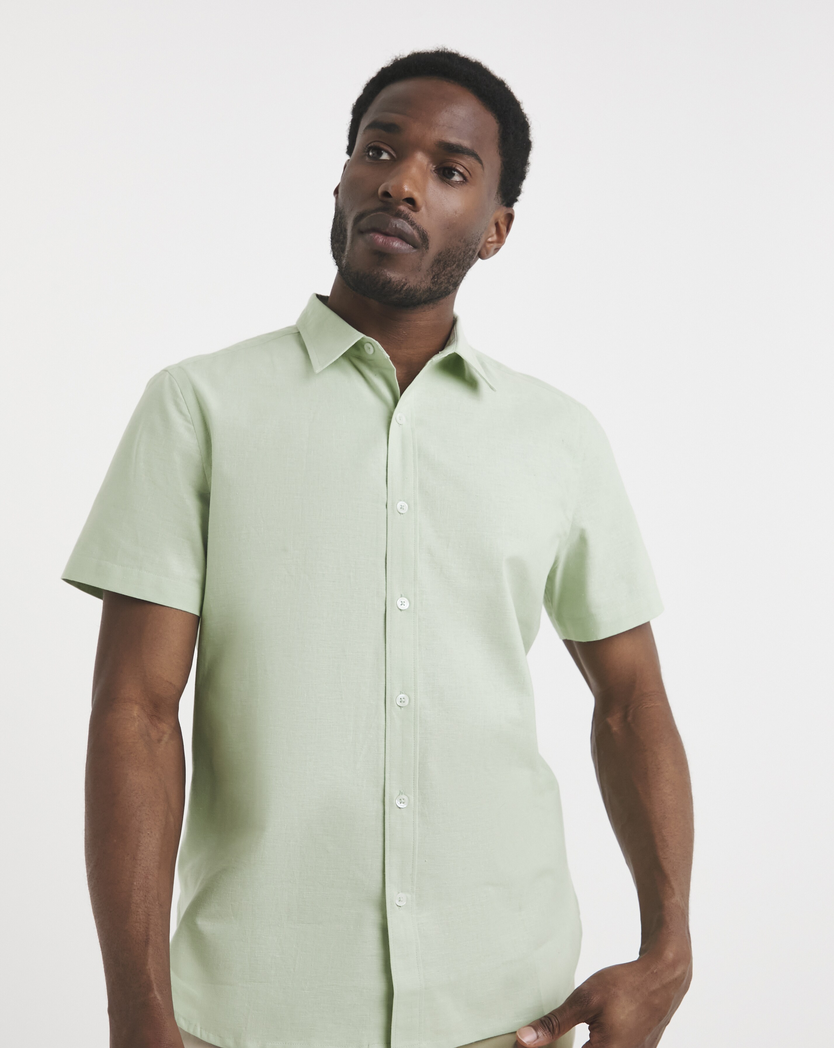Short Sleeve Linen Blend Shirt