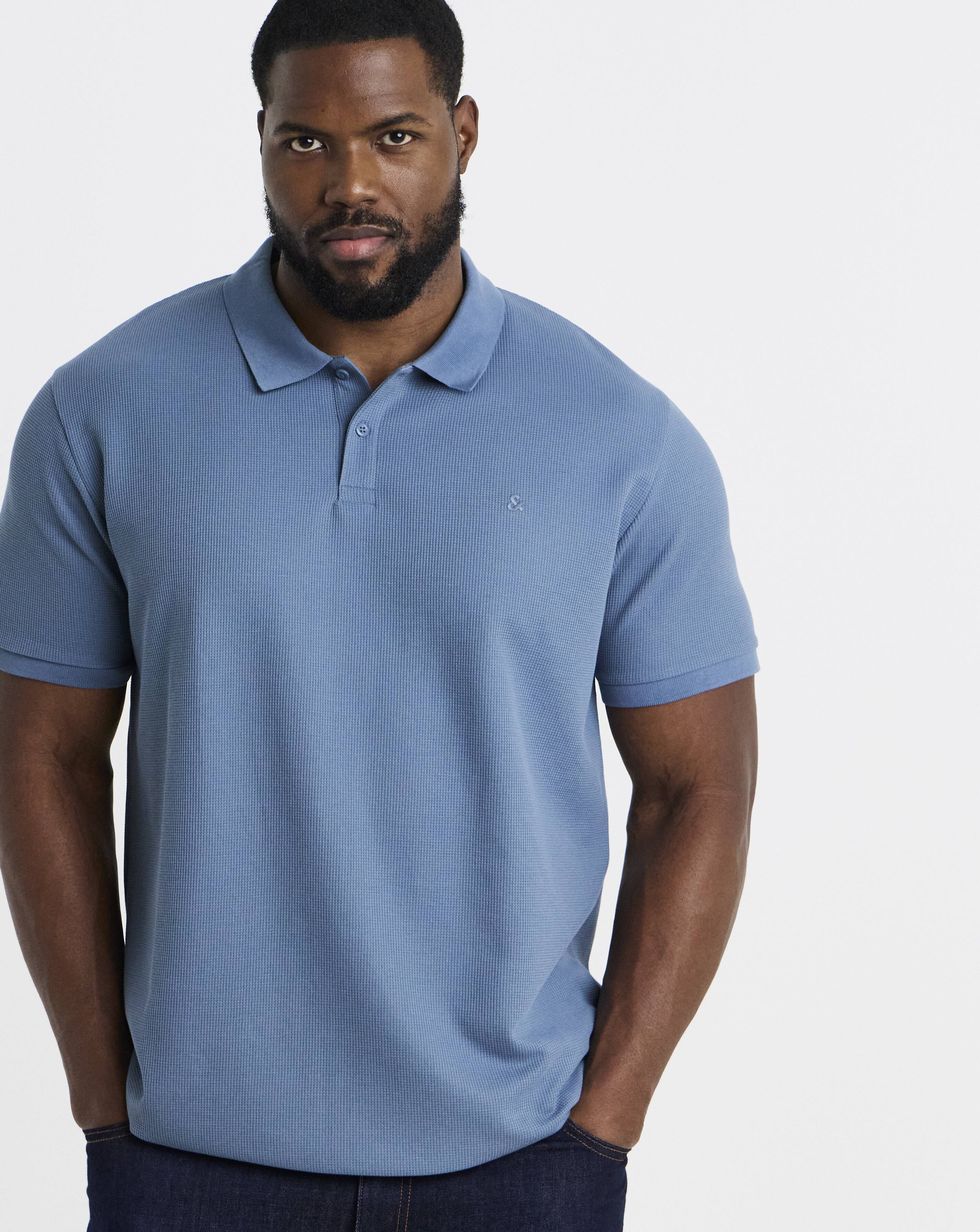 Jack & Jones Men's Waffle Polo Shirt - Blue - M(44)